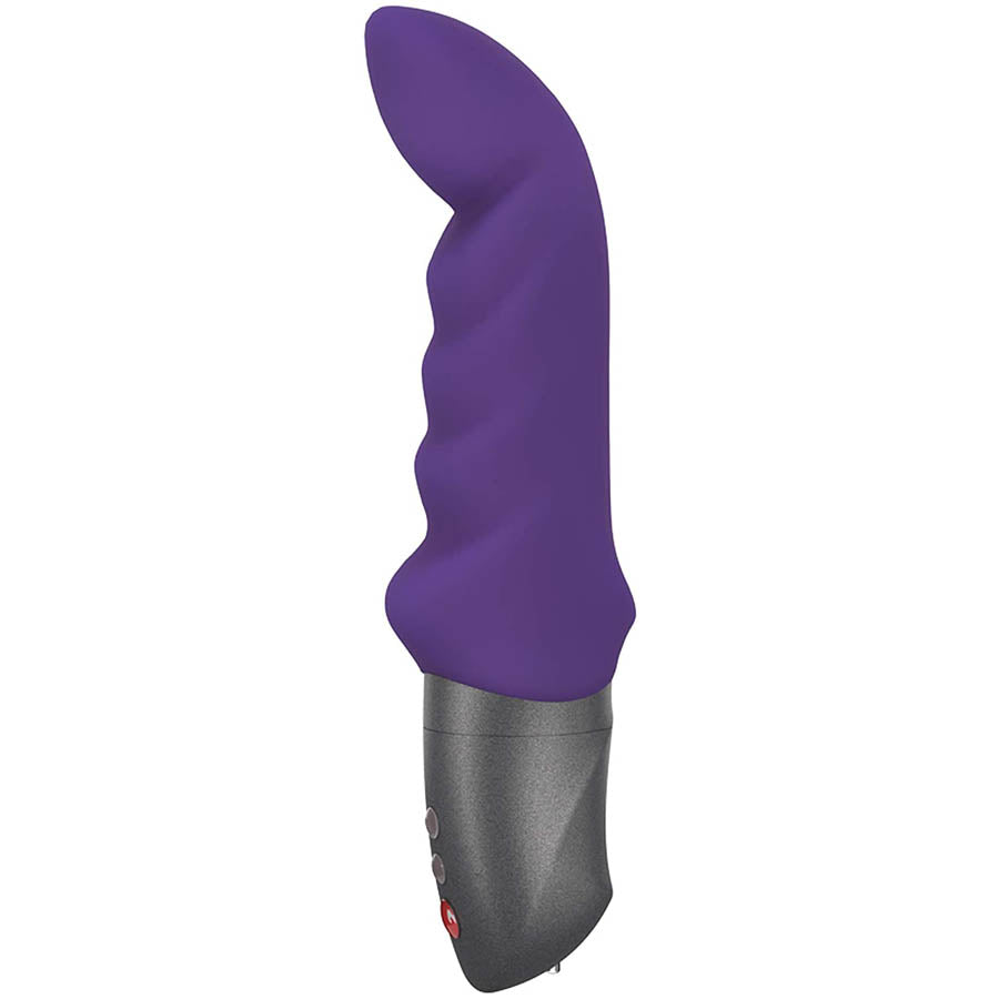 Curved Purple vibrator with soft silicone, and a great handle with buttons - for internal use and Gspot stimulation